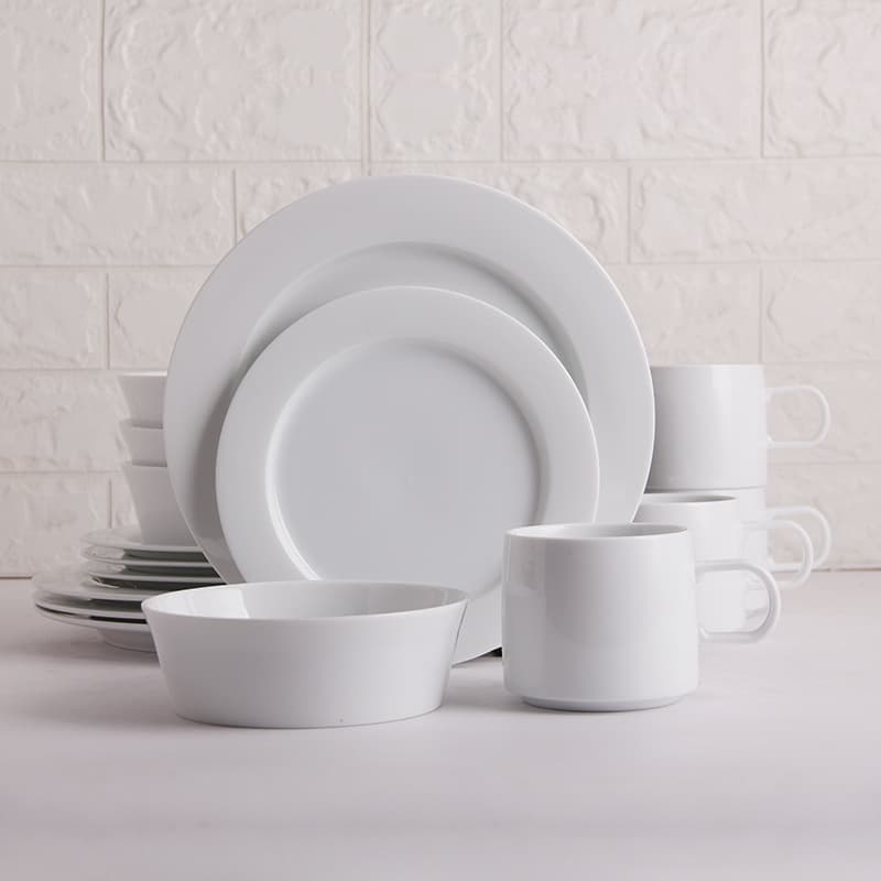 Bright White Hotel Kitchen Porcelain Serving Dishes Set Western Style Cold Water Suitable Dinnerware Utensils Porcelain