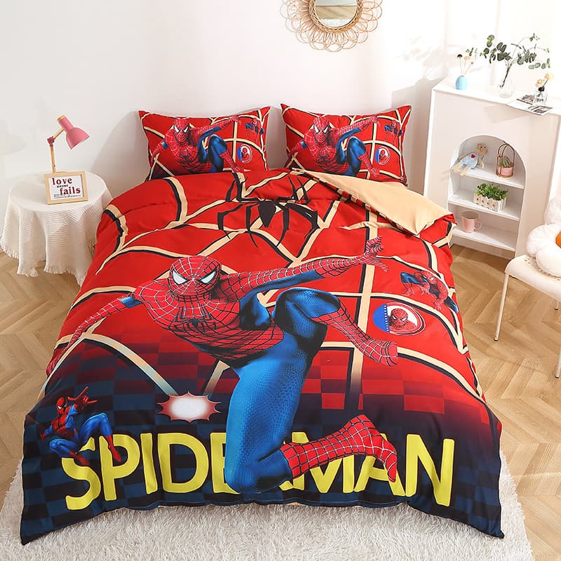 Kids Cartoon Football 4-Piece Bedding Set, Boys Flannel Sheet Set, Student Dormitory Skin-Friendly Pillowcase