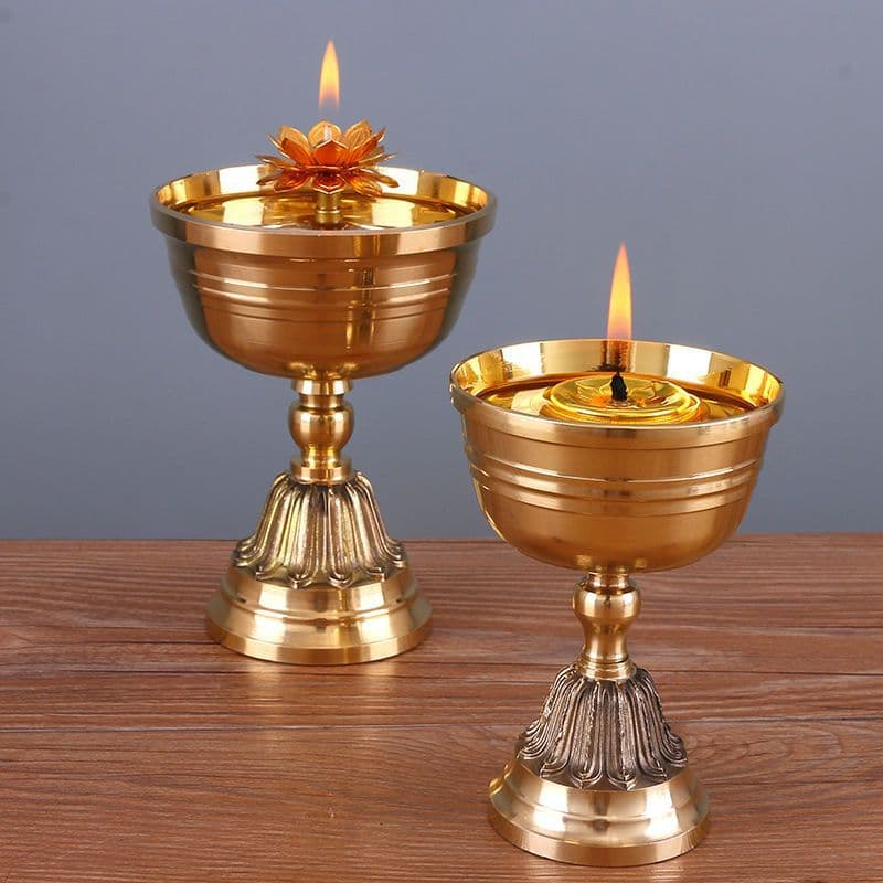 Brass Butter Lamp Buddha Offering Home Eternal Buddha Front Oil Lamp Liquid Ghee Lamp Special Incense Oil Dish Home New Model