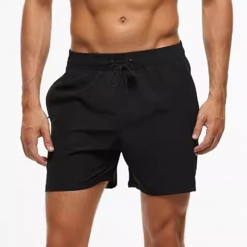 Cross-border new summer sports and leisure solid color men's quarter shorts breathable lotus leaf style 3D men's beach pants dark green