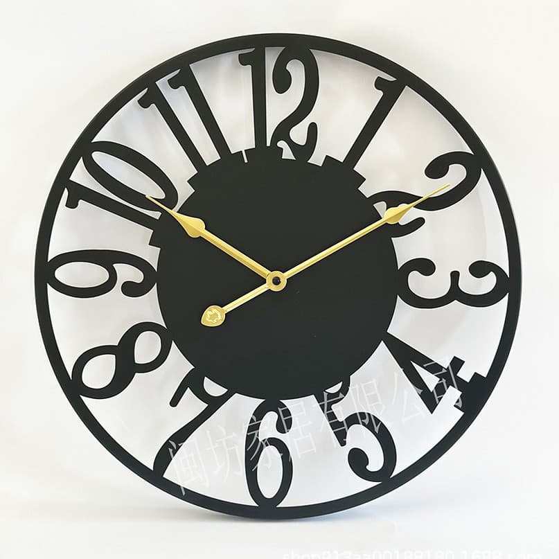 American Simple Living Room Clock Wrought Iron Silent Wall Clock Creative Decorative Clock Cross-Border Clock Wholesale