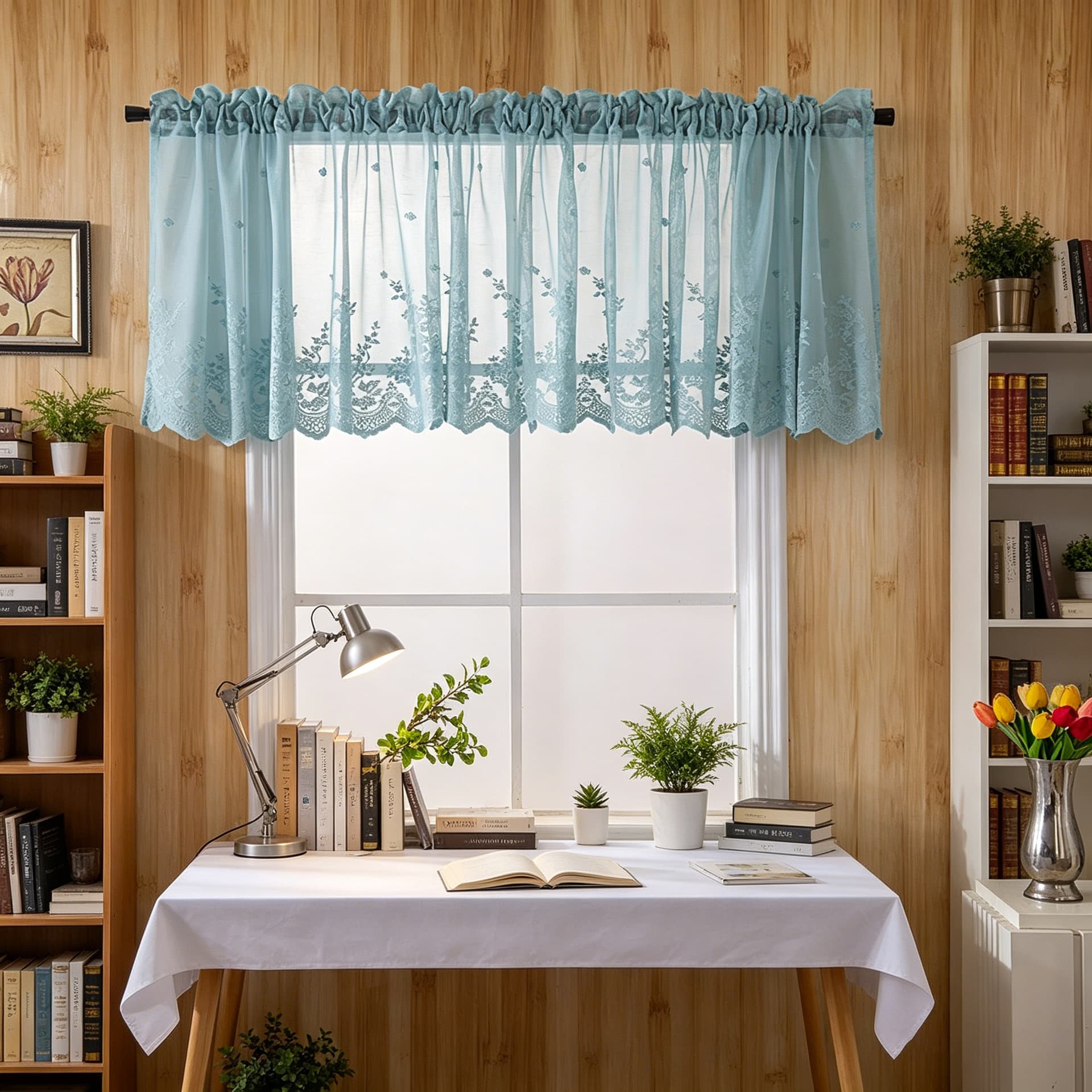 2026 Factory Direct Hot-Selling Lace Window Sheer for Cross-Border E-Commerce, Blackout for Bedroom Kitchen Bathroom Valance Small