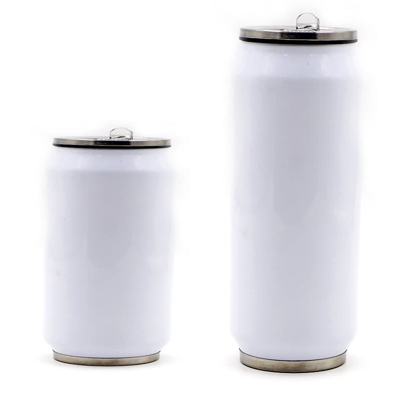 Sublimation White Creative 304 Stainless Steel Can Insulated Tumbler with Straw Student Cola Cup Water Bottle Wholesale