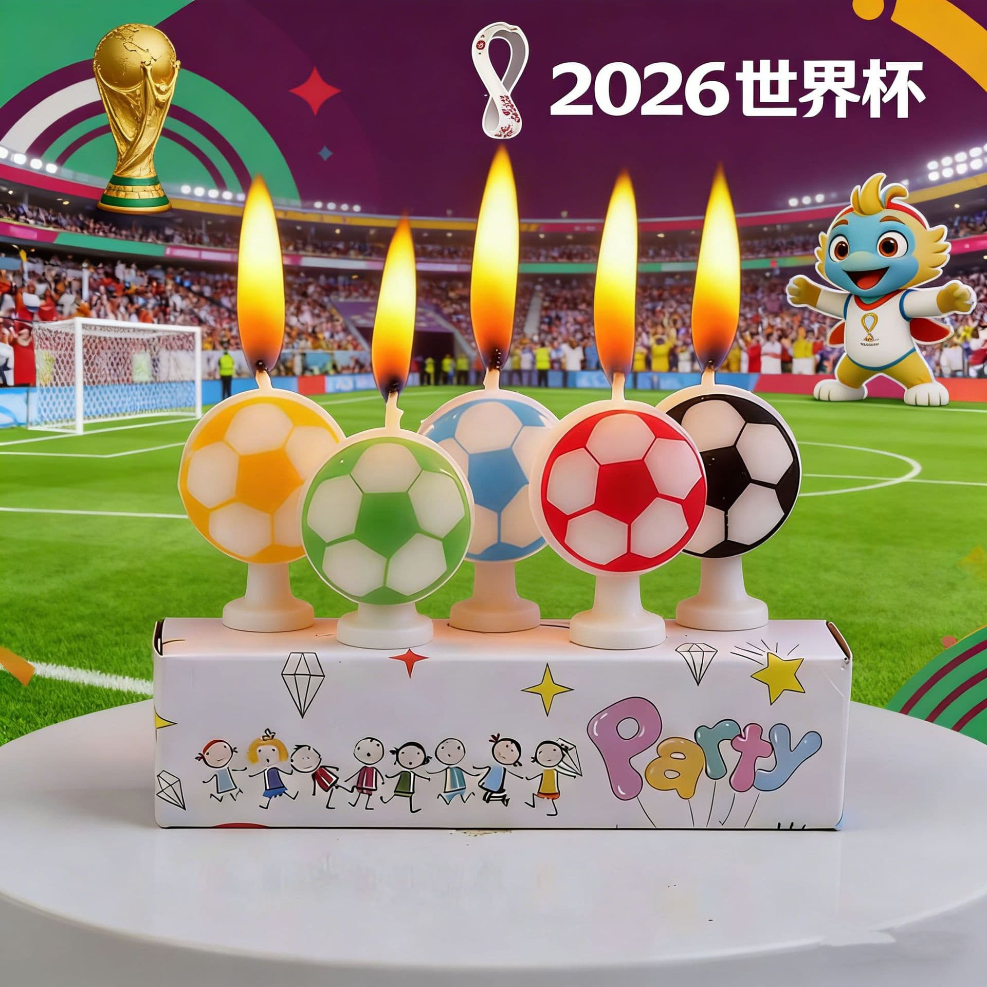 Cross-border Soccer-Shaped Birthday Candles World Cup Football Celebration Party Cake Dessert Decoration Artificial Candles