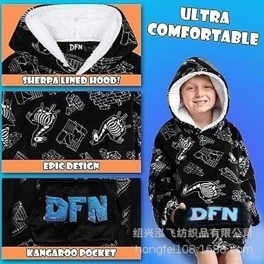 Lazy-style hooded blanket sweatshirt for boys and teenagers, suitable for wearing with a blanket, extra long style.