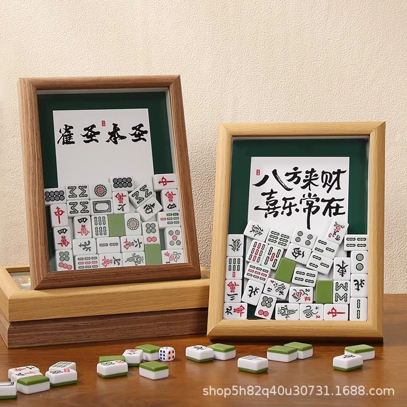 Mom touched the good cards and creatively decorated mahjong photo frame to set up the table. Mother's Day gift for mom and dad, birthday gift for best friend and sister.