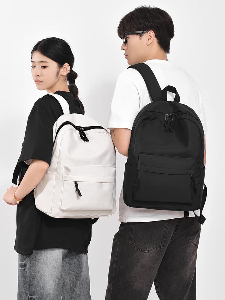 Cross-border Solid Color Backpack Fashion Trendy Unisex Backpack Simple Large Capacity School Bag Casual Daypack