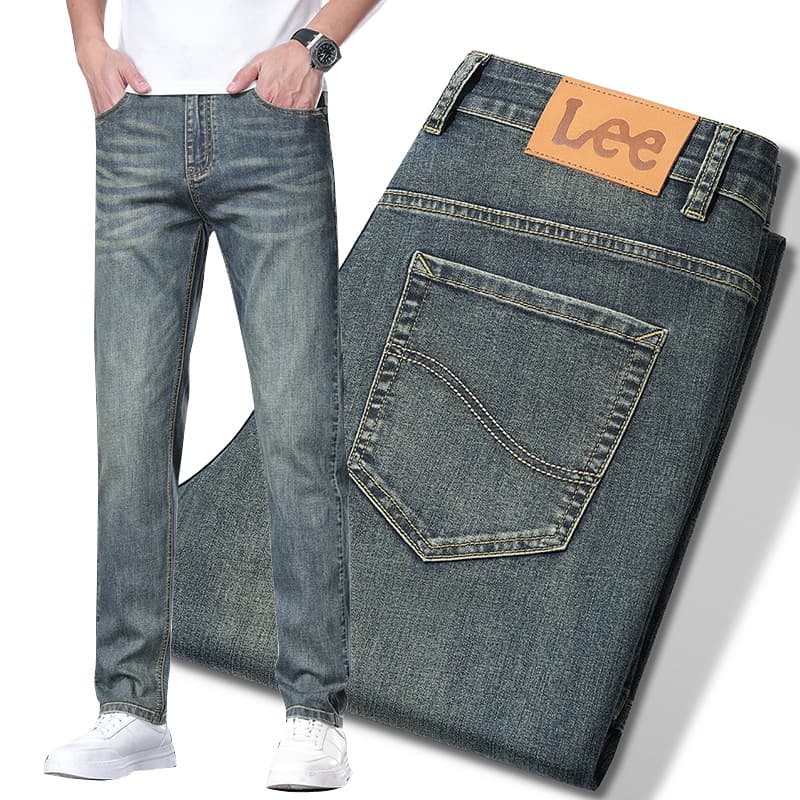 Lee Dex Men's Summer Thin Straight Leg Casual Jeans Slim Fit Long Trousers Comfortable Breathable Lightweight Denim Pants