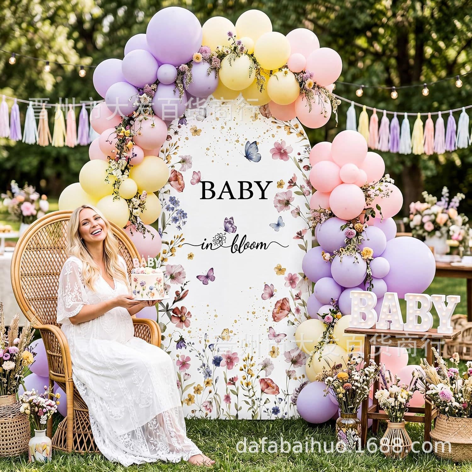 Flowers Amazon cross-border U-shaped arch background cloth cover double-sided elastic cloth cover birthday party decorations