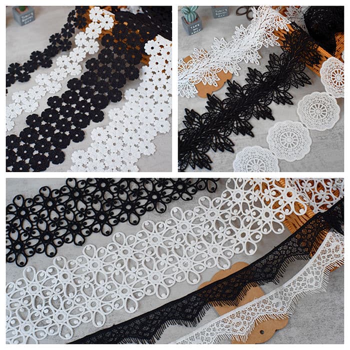 Water-soluble Lace Accessories Openwork Embroidered Lace Width Black White Water-soluble Embroidery Garment Hem Sleeve Edge Thickened Wholesale