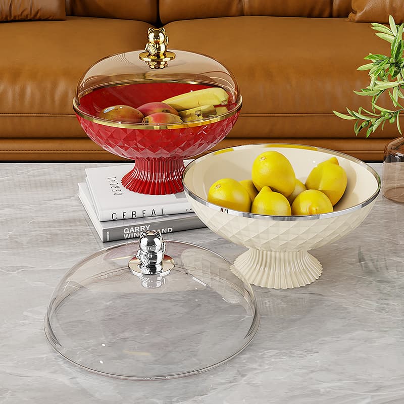 Transparent Living Room Dried Fruit Tray Light Luxury Multi-Layer with Lid Trendy Ins Style Drain Basket Household Multi-Layer Fruit Plate
