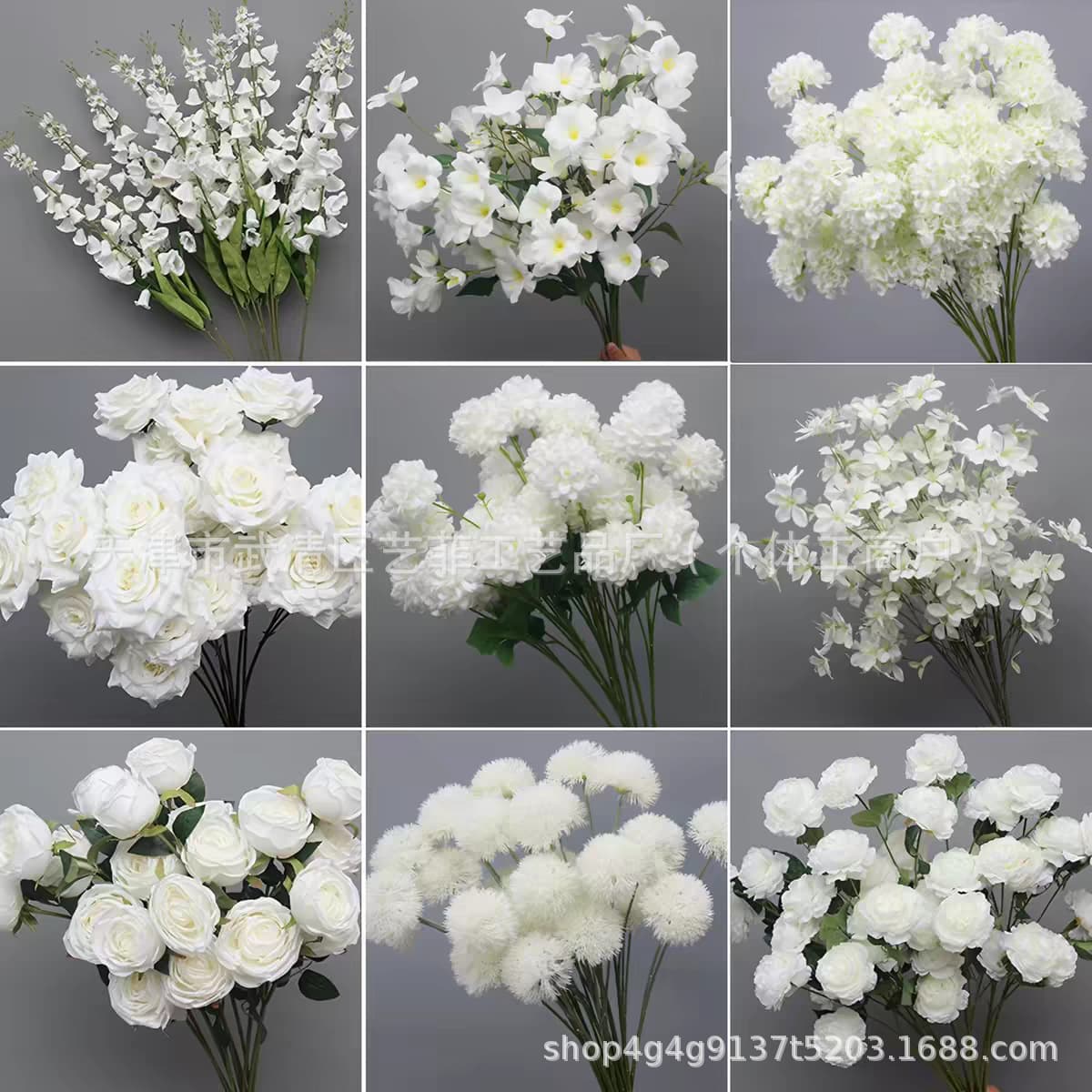Cross-border foreign trade white color simulation wedding fake flowers hotel wedding road guide home decoration simulation flowers wholesale