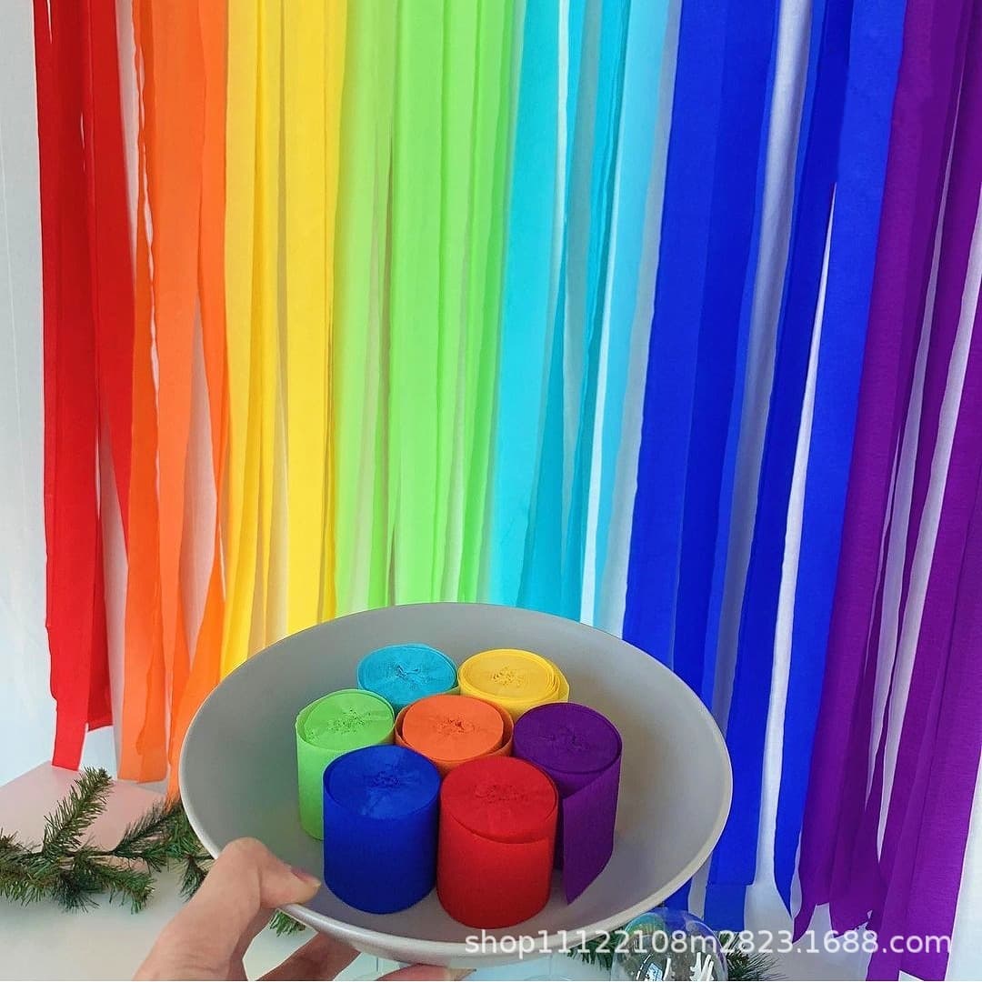 Colored Crepe Paper Streamers and Rolls for Birthday Parties, Weddings, and Kindergarten Wall Decorations