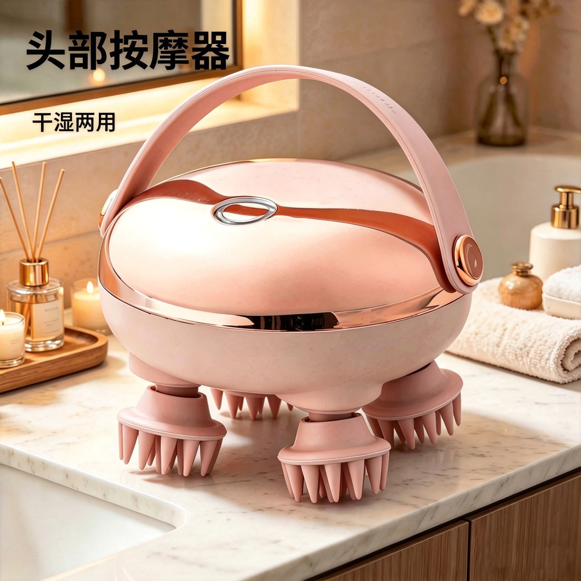 Multifunctional Head Massager Wet and Dry Use Scalp Massager Kneading Hot Compress Home Electric Massager