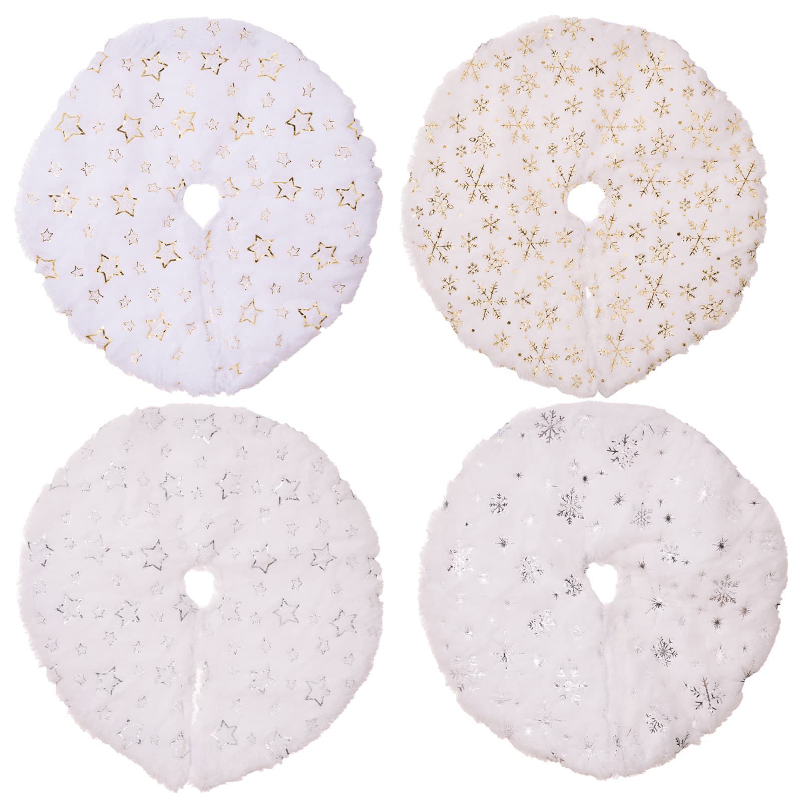 New cross-border mini Christmas tree skirt, 38cm, double-layer plush tree skirt, desktop tree decoration.