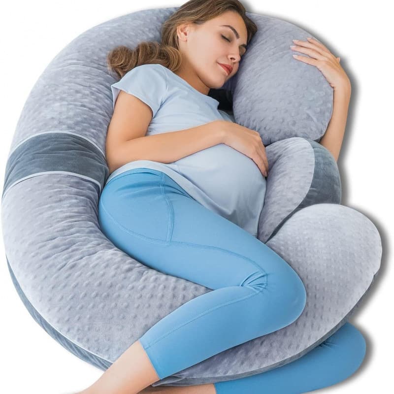 Ergonomic Pregnancy Pillow for Lumbar, Leg, Back, Abdomen, and Neck Support