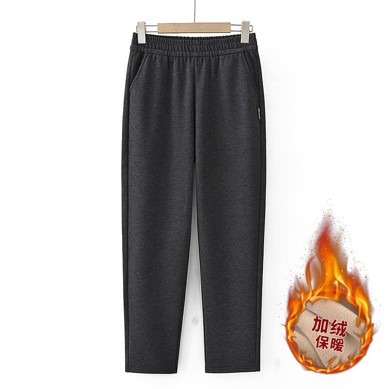 Autumn/Winter New Style 45-55 Years Old 65 Middle-Aged and Elderly Women's Outerwear Base Pants Fleece-Lined Warm Mom Outfit Casual Trousers
