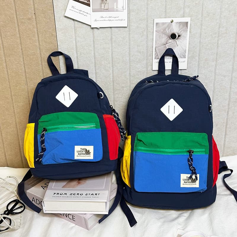 Cross-border Children's Trendy Backpack Macaron Contrast Print Backpack Korean Style Outdoor Lightweight School Bag Small Backpack