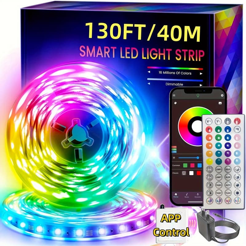2026 New Cross-border Drop Shipping 130-Foot Bedroom Smart Light Strip 2 Rolls Drop Shipping