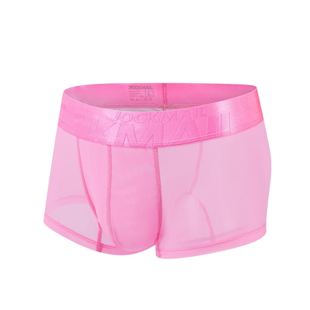 Transparent Mesh Ice Silk Boxer Shorts Men's Flat Angle Underwear Breathable Shaping Abdomen Control Nylon Weave Mid Waist Briefs