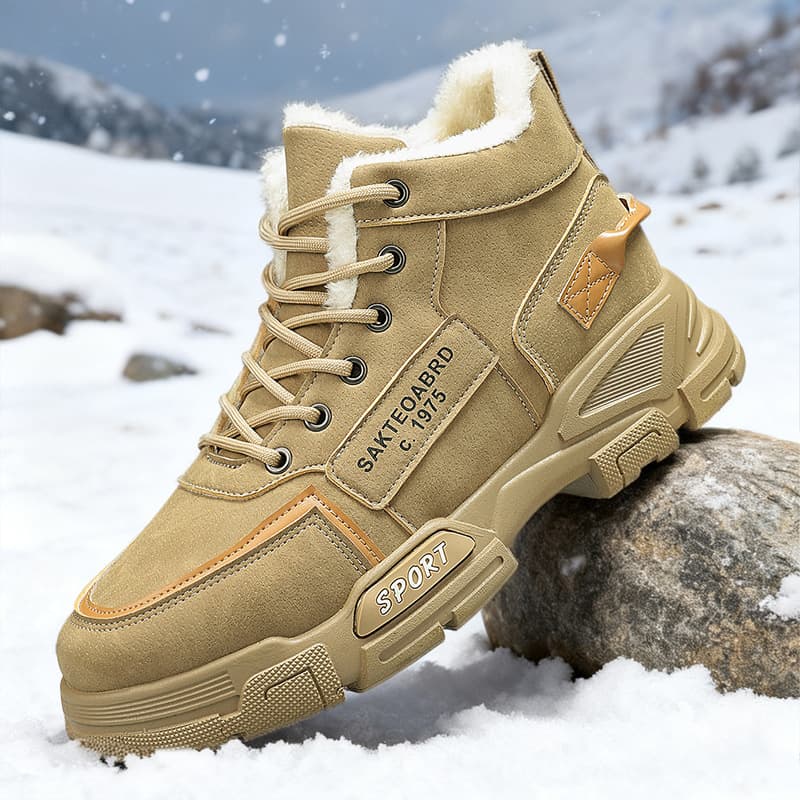 Cross-Border Large Size Men's Snow Boots, Winter Fleece-Lined Warm Cotton Shoes, Men's Martin Boots, Cotton Boots with Drop Shipping
