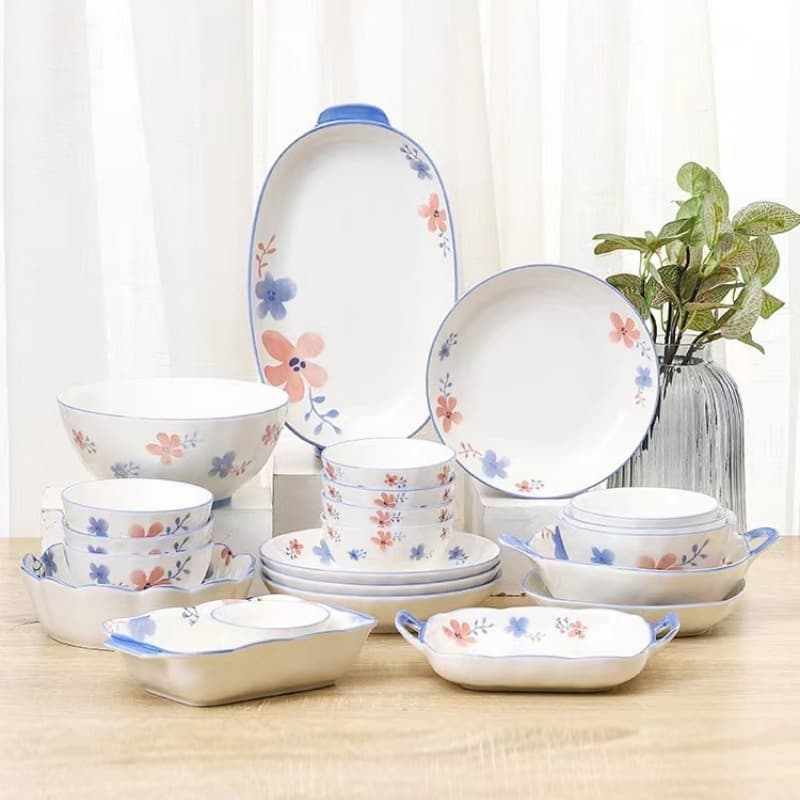Japanese-Style Fresh Ceramic Bowls and Plates Tableware for Home Use Rice Bowls Diamond Bowls Soup Bowls Noodle Bowls Dish Plates Fruit Plates Fish Plates