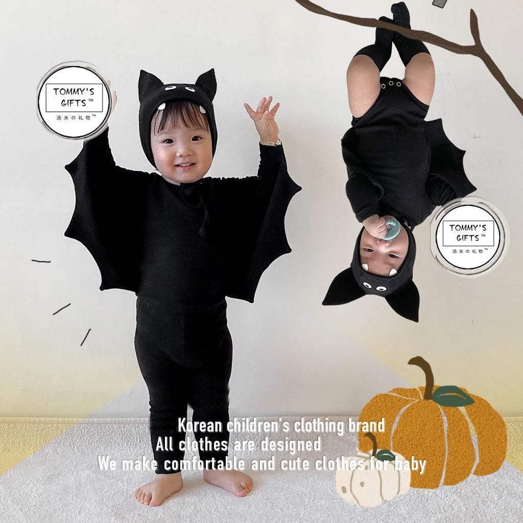 Bat Shape Children's Three-Piece Set Long Sleeve Soft Combed Cotton Korean Style Tommy's Gifts AL682713010886 for Toddlers