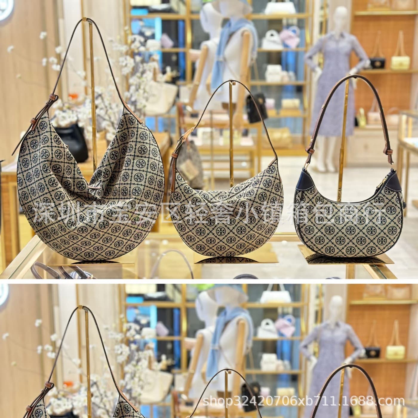 Wholesale hot selling Tb presbyopia fabric armpit bag fashionable shoulder genuine leather hobo postman horn women's bag crescent bag