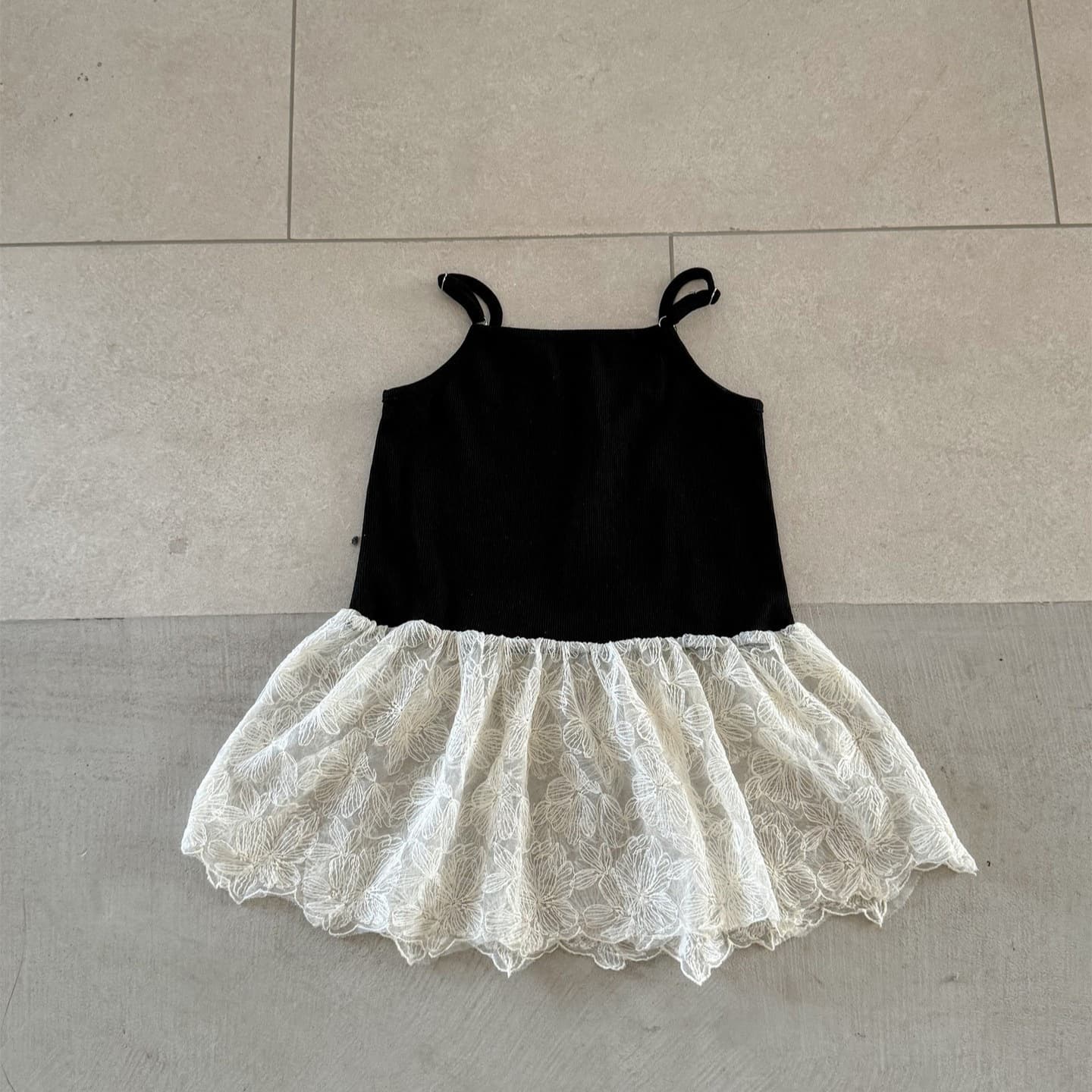 Children's Camisole Dress Lai Baobao 2025 Summer New Korean Children's Clothing Korean Style Fashionable Lace Patchwork Girls Camisole Dress