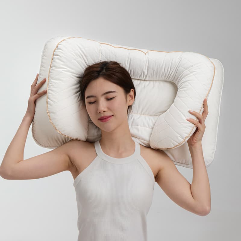Pure Cotton Double-Layer Ear-Protection Pillow, Hotel Guesthouse Cassia Seed Pillow Core, Pure Cotton Downy Feather, Cervical Spine Support Whole Pillow
