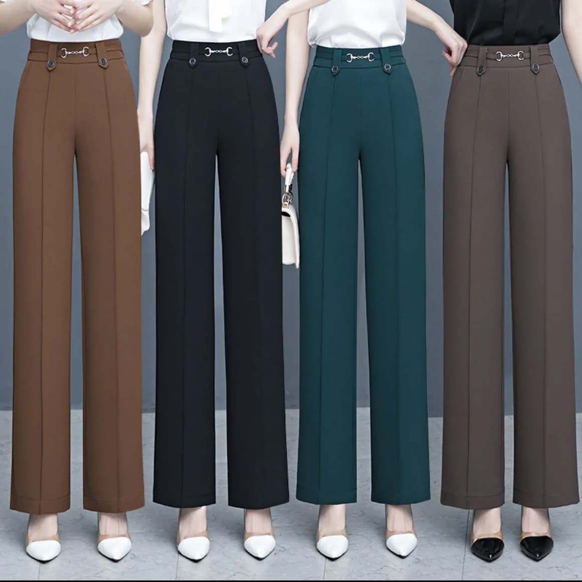 High Waist Drapey Straight Leg Pants Elegant Women's High-End Spring Thin Mom Wide Leg Pants Comfortable Breathable Casual