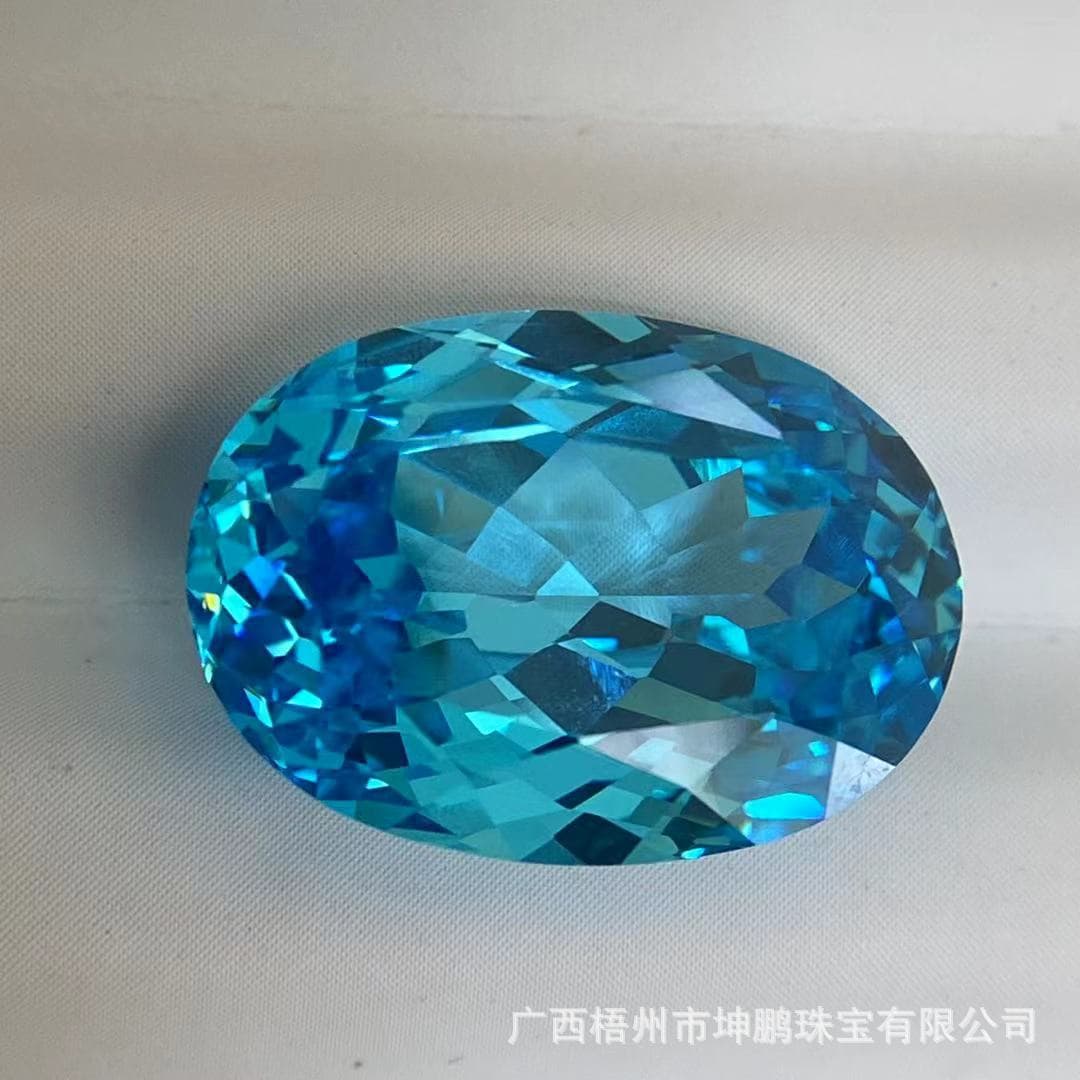 Factory wholesale oval aquamarine pointed-toe cabochons, egg-shaped jewelry accessories, rings, necklaces, and zircon as the main stone.