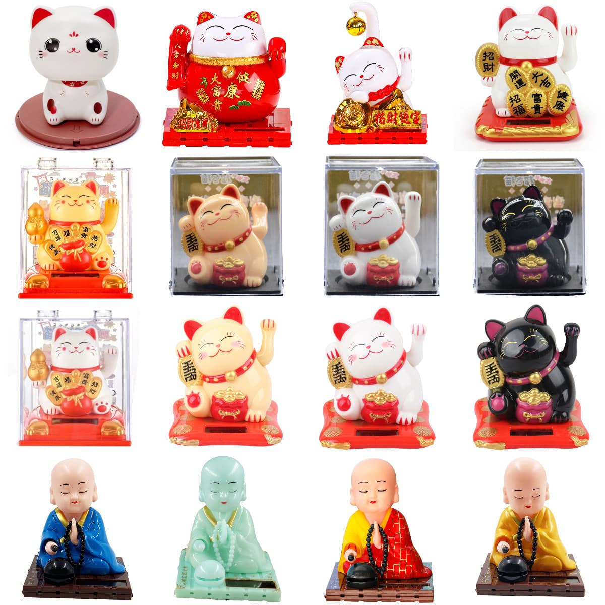 Solar Fortune Cat Light-Powered Waving Cat - Automatic Waving Car Decoration, Cake Topper, Creative Gift