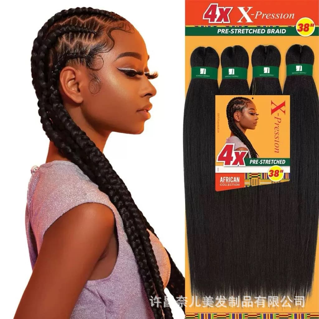 4X EZ Pre-Stretched African Dreadlock Braid Hair Synthetic Fiber Black Crochet Hair Extensions