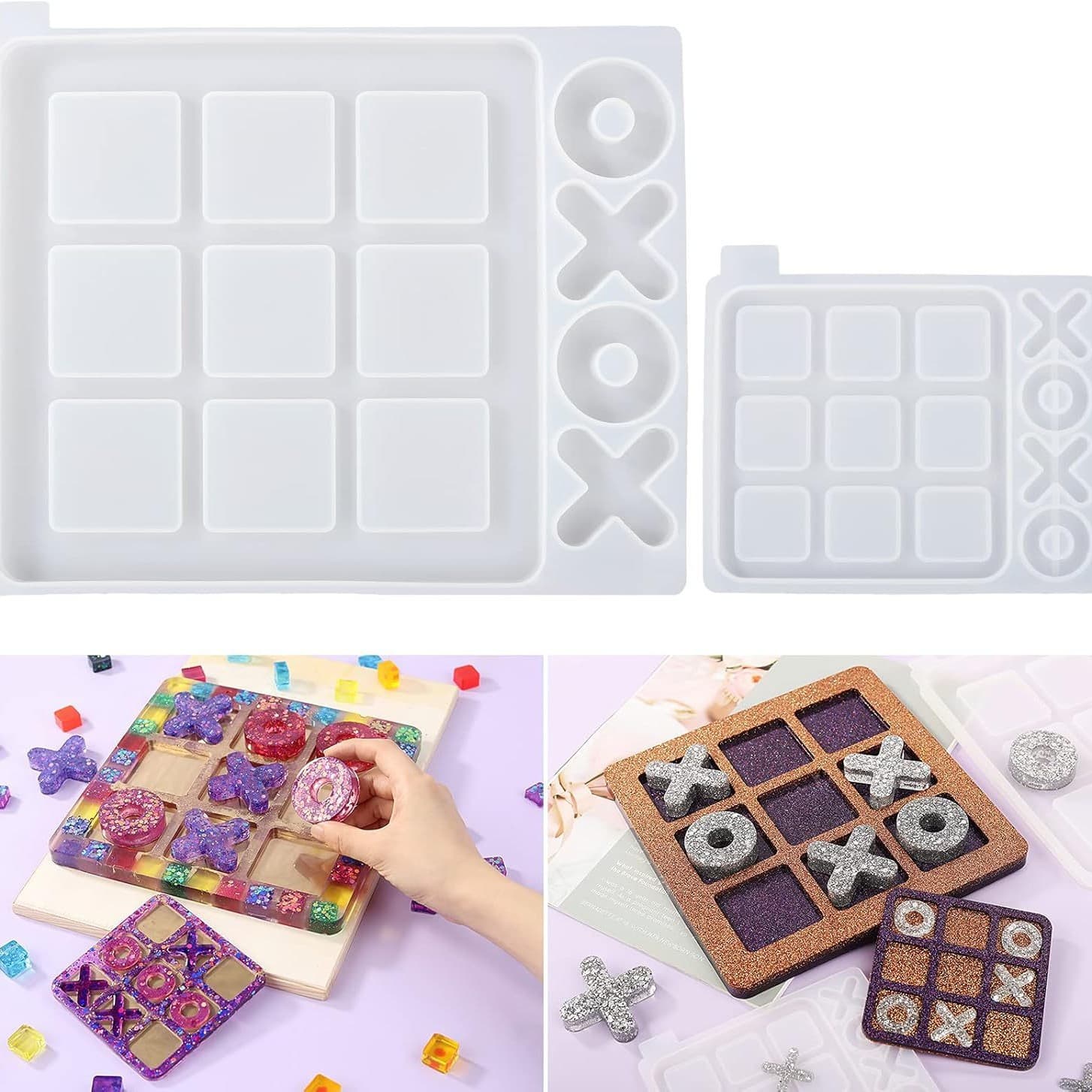DIY Crystal Epoxy Mold XO Tic-Tac-Toe Game Silicone Mold Mirror Amazon Resin Mold