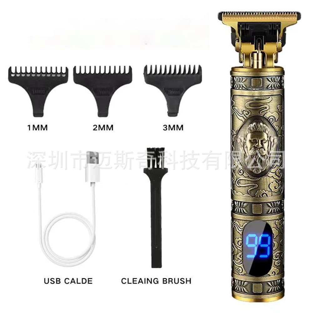 USB Rechargeable T9 Bald Hair Clipper Electric Hair Clipper Cordless Shaver Trimming 0mm Hair Trimmer