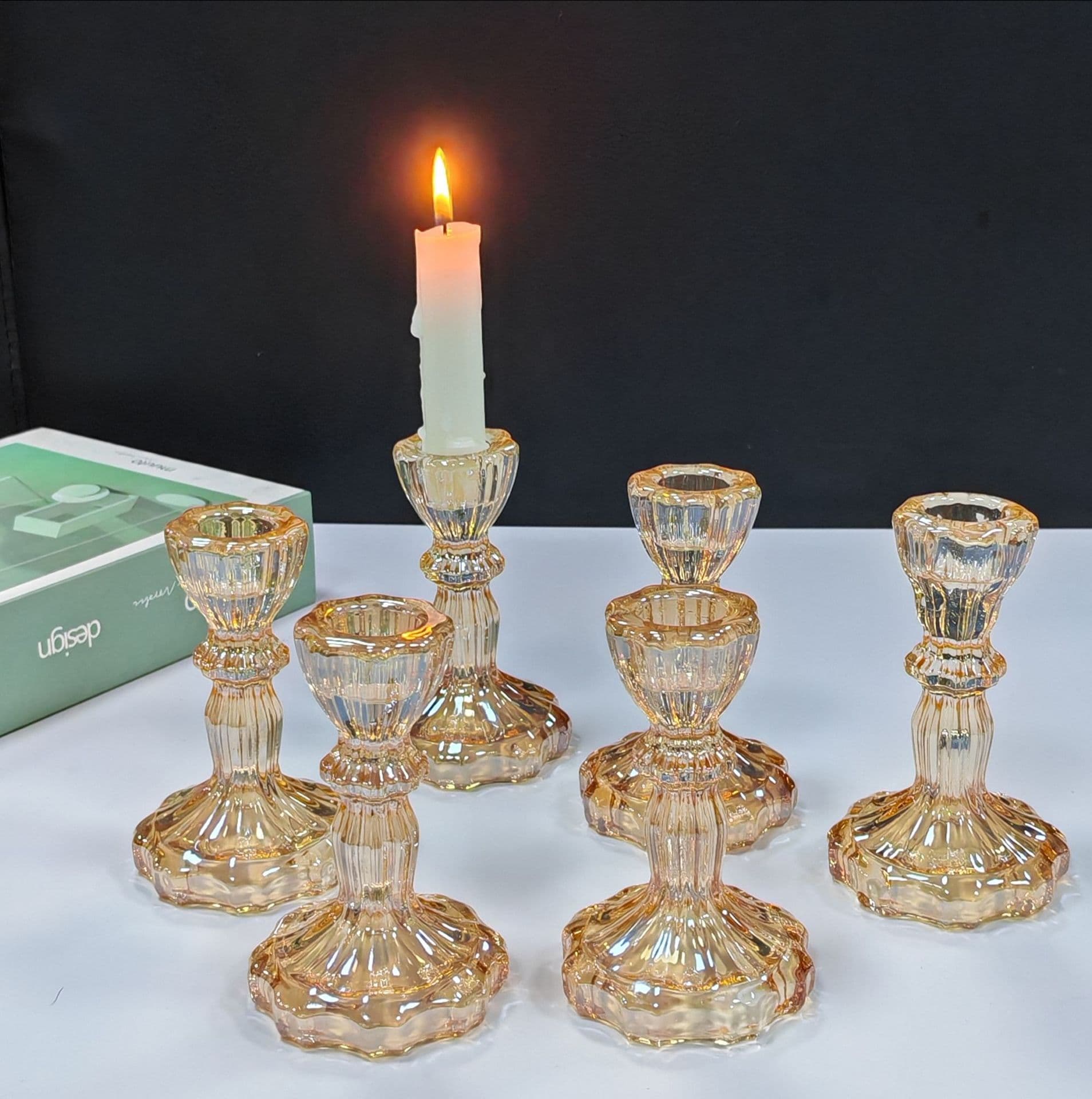Nordic Ins-Style Glass Candle Holder, Luxury Vintage Aromatherapy Candle Stand, Wedding Photography Prop, Home Decor Ornament