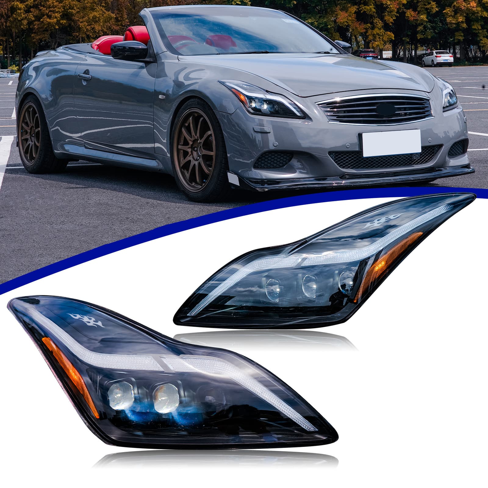 Suitable for Infiniti G37 Q60 Coupe headlight modification daytime running light turn signal led headlight assembly