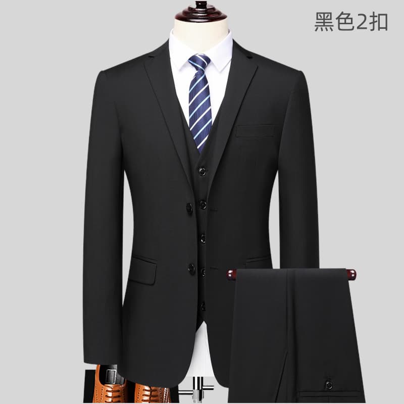 Manufacturer Spring/Autumn New Suit Set Black Suit Best Man Suit Office Interview Group Uniform Factory Stock Wholesale