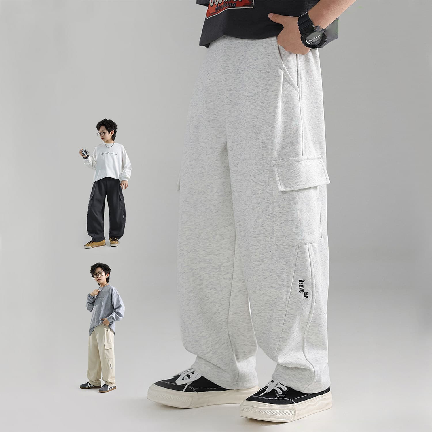 Children's wear spring sports wide-leg pants 2026 new handsome boys fashion outdoor straight pants Korean style casual pants