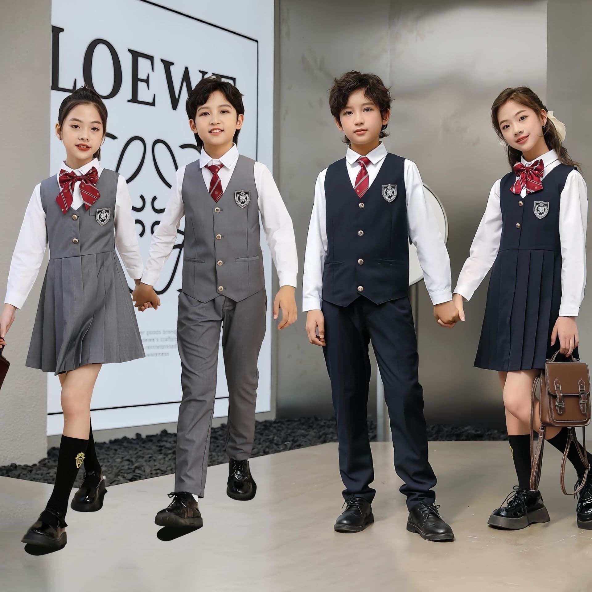 Primary and Secondary School Children's Performance Clothing, Graduation Season Chorus Clothing, Kindergarten Class Uniform, Boy's Vest Suit, Girl's Dress