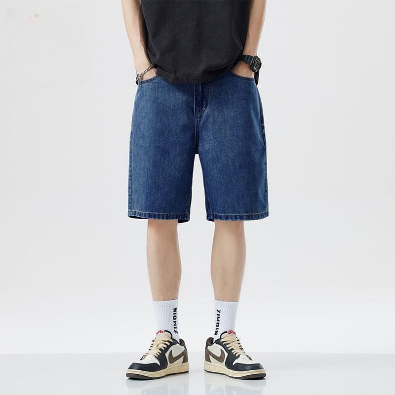 Summer Thin Men's Comfortable Denim Shorts Loose Straight Five-Leg Pants Large Loose Simple Shorts