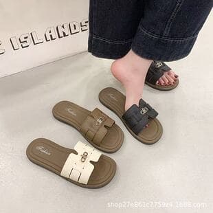 French Style Sandals for Women Summer Outdoor 2026 New Flat Casual Versatile One-strap Sandals Vacation Matching Dress Sandals