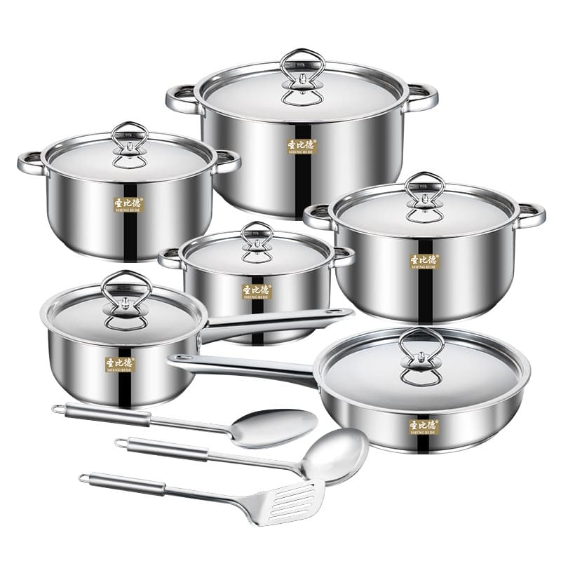 Cross-border Stainless Steel Cookware Set 15-Piece Soup Pot Set for Southeast Asia, with Composite Bottom, Wholesale Pot