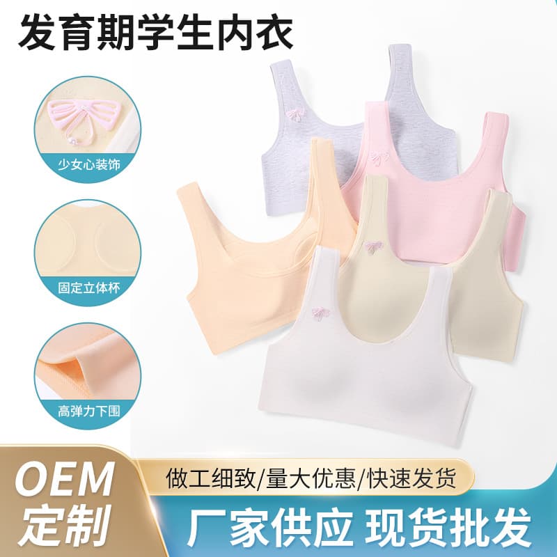 Children's Girls' Developmental Period Growth Underwear, Stage One Seamless Teenage Bras, Girls' Tube Tops