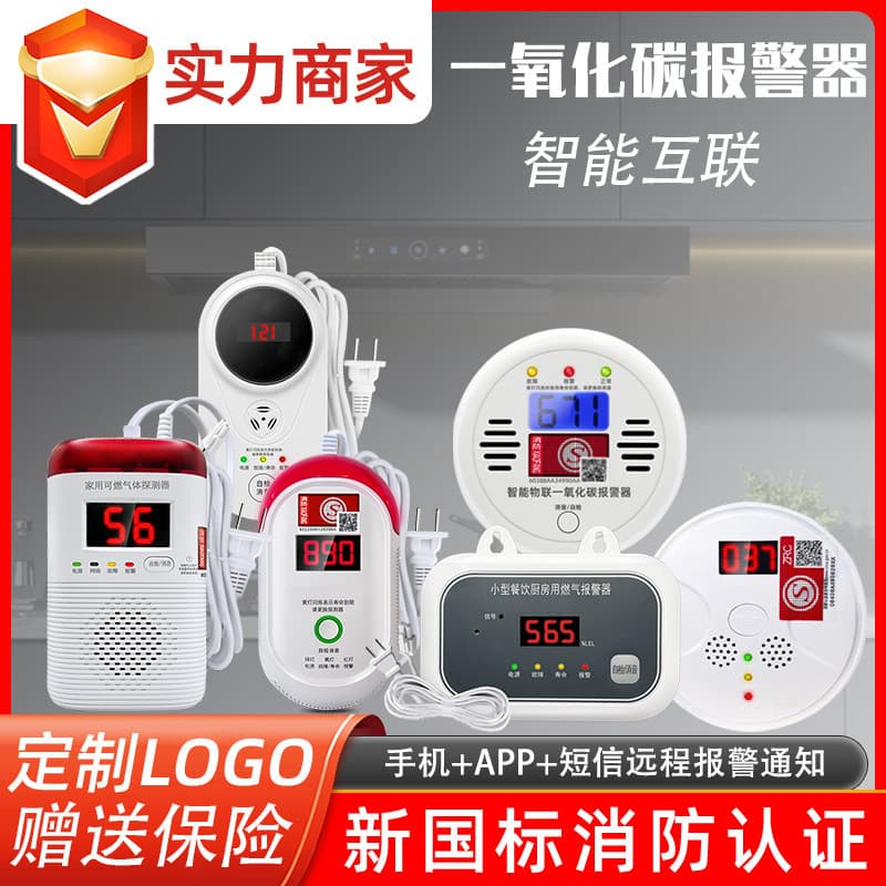 Smart carbon monoxide gas alarm detector for home kitchen leakage detection with CO monitoring