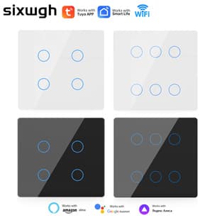 Brazil Standard Tuya WiFi Smart Wall Switch with Touch, 4/6 Gang Touch Switch, Alexa Voice Control