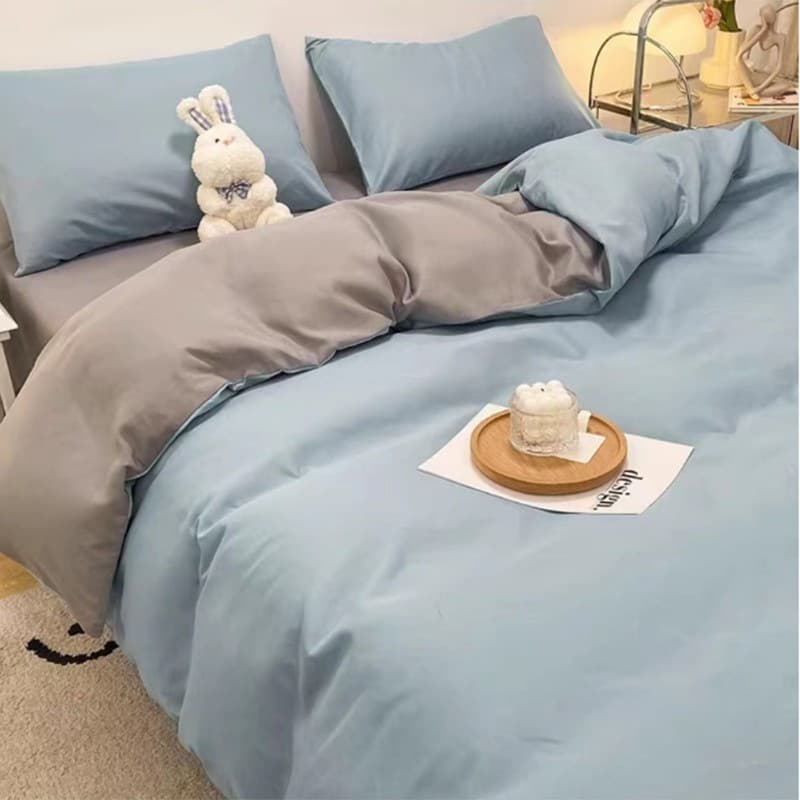 Ins simple solid color brushed 4-piece set bedding student dormitory single bed sheet duvet cover 3-piece set wholesale