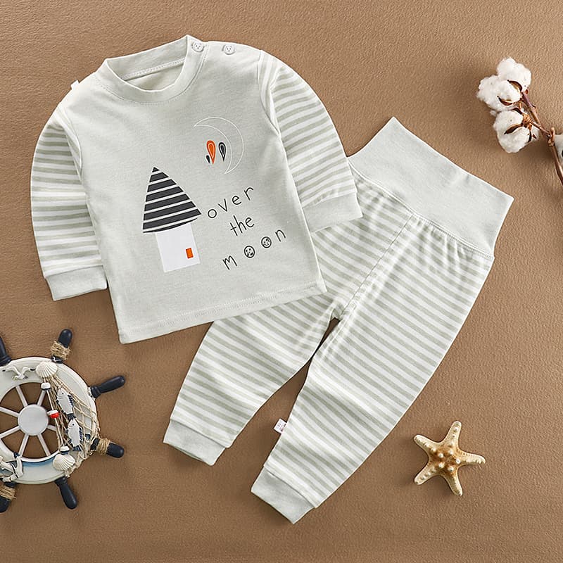 High Waist Cotton Underwear Set for Babies and Toddlers Boys and Girls Cartoon Home Sleepwear Warm and Comfortable