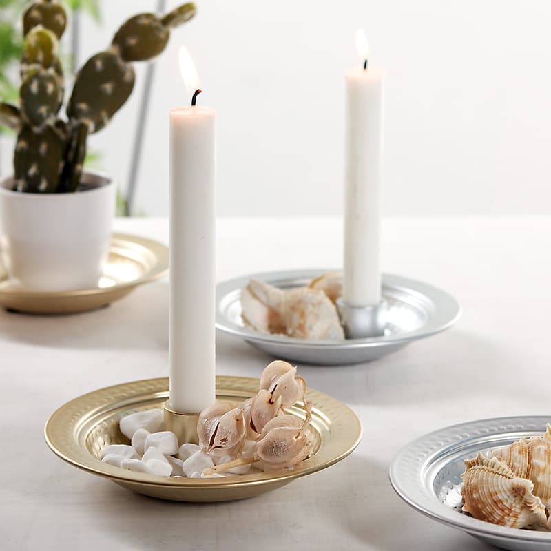 Cross-border Amazon Candle Holder Decoration Wholesale European Creative Hammered Metal Candle Tray Single Candle Holder